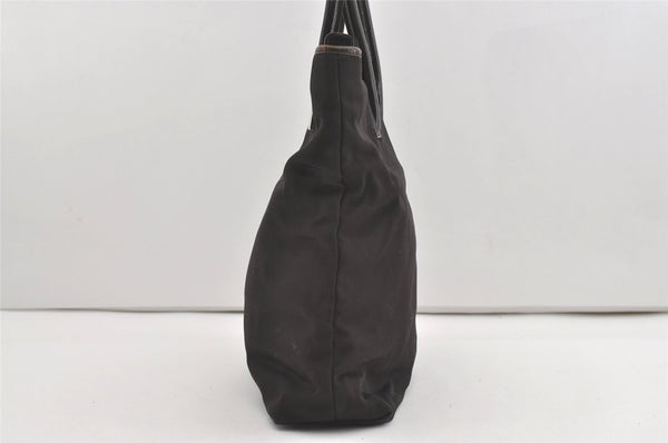 Authentic GUCCI Vintage Shoulder Tote Bag Nylon Leather Brown 1608J