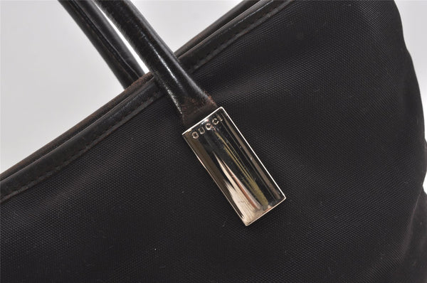 Authentic GUCCI Vintage Shoulder Tote Bag Nylon Leather Brown 1608J