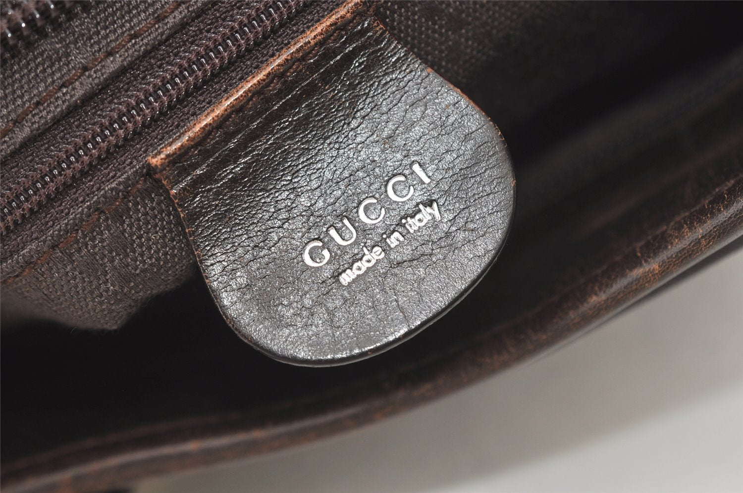 Authentic GUCCI Vintage Shoulder Tote Bag Nylon Leather Brown 1608J