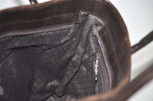 Authentic GUCCI Vintage Shoulder Tote Bag Nylon Leather Brown 1608J