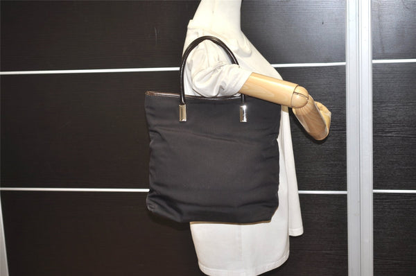 Authentic GUCCI Vintage Shoulder Tote Bag Nylon Leather Brown 1608J