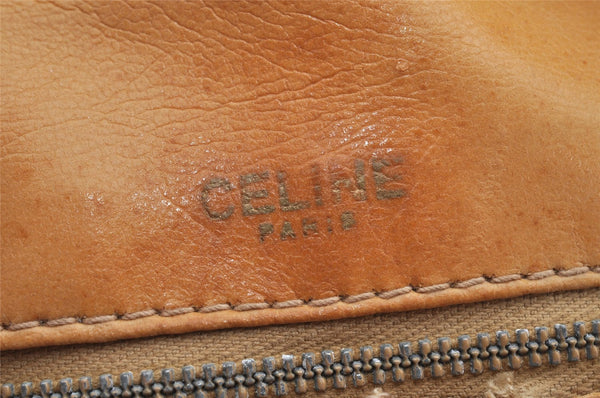 Authentic CELINE Macadam Blason Shoulder Hand Bag Purse PVC Leather Beige 1608K
