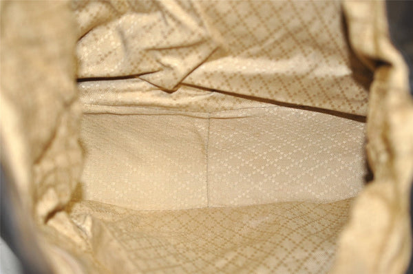 Authentic GUCCI Vintage Bamboo 2Way Shoulder Tote Bag Nylon Leather Brown 1609I