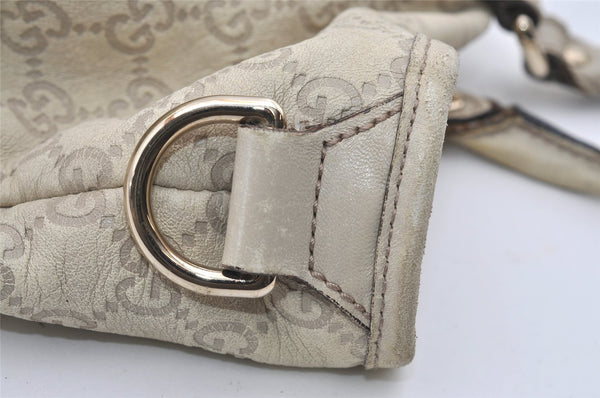 Authentic GUCCI Guccissima Shoulder Tote Bag GG Leather 197953 White 1610I