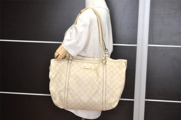 Authentic GUCCI Guccissima Shoulder Tote Bag GG Leather 197953 White 1610I