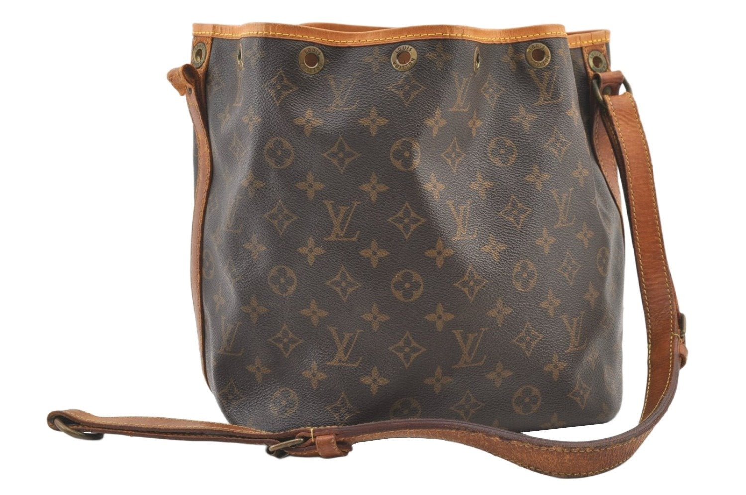 Auth Louis Vuitton Monogram Petit Noe M42226 Shoulder Drawstring Bag Junk 1612K