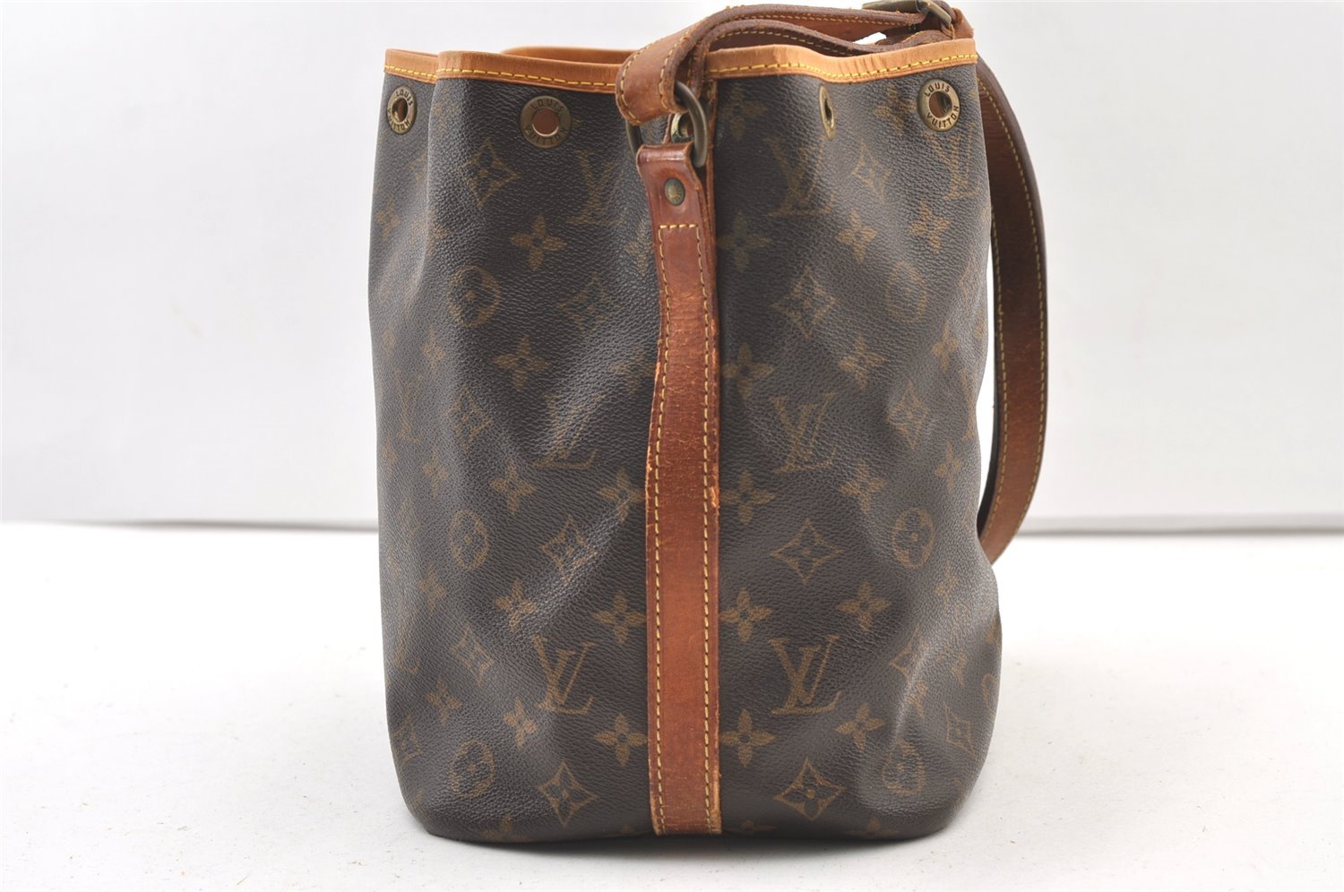 Auth Louis Vuitton Monogram Petit Noe M42226 Shoulder Drawstring Bag Junk 1612K