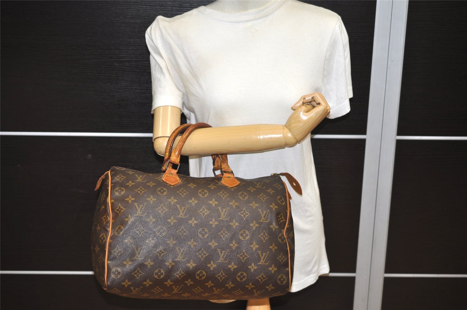 Authentic Louis Vuitton Monogram Speedy 35 Hand Boston Bag M41524 LV 1613K