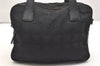 Authentic CHANEL New Travel Line 2Way Hand Bag Purse Nylon Leather Black 1617K