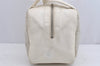 Authentic CHANEL Punching Caviar Skin CC Logo Hand Boston Bag Purse White 1618K