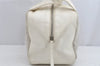 Authentic CHANEL Punching Caviar Skin CC Logo Hand Boston Bag Purse White 1618K