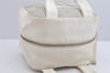 Authentic CHANEL Punching Caviar Skin CC Logo Hand Boston Bag Purse White 1618K