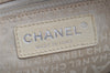 Authentic CHANEL Punching Caviar Skin CC Logo Hand Boston Bag Purse White 1618K