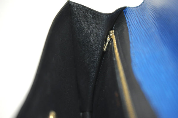 Authentic Louis Vuitton Epi Montaigne 27 Clutch Hand Bag Blue M52655 LV 1619I