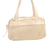 Authentic CHANEL Cotton Leather CC Logo Hand Boston Bag Purse White Cream 1619K