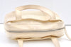 Authentic CHANEL Cotton Leather CC Logo Hand Boston Bag Purse White Cream 1619K