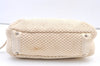 Authentic CHANEL Cotton Leather CC Logo Hand Boston Bag Purse White Cream 1619K
