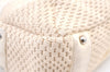 Authentic CHANEL Cotton Leather CC Logo Hand Boston Bag Purse White Cream 1619K