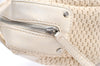 Authentic CHANEL Cotton Leather CC Logo Hand Boston Bag Purse White Cream 1619K