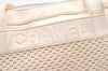 Authentic CHANEL Cotton Leather CC Logo Hand Boston Bag Purse White Cream 1619K