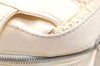 Authentic CHANEL Cotton Leather CC Logo Hand Boston Bag Purse White Cream 1619K