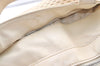 Authentic CHANEL Cotton Leather CC Logo Hand Boston Bag Purse White Cream 1619K