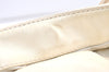 Authentic CHANEL Cotton Leather CC Logo Hand Boston Bag Purse White Cream 1619K