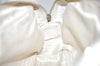 Authentic CHANEL Cotton Leather CC Logo Hand Boston Bag Purse White Cream 1619K
