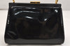 Authentic GUCCI Vintage Shoulder Hand Bag Purse Enamel Black 1621K
