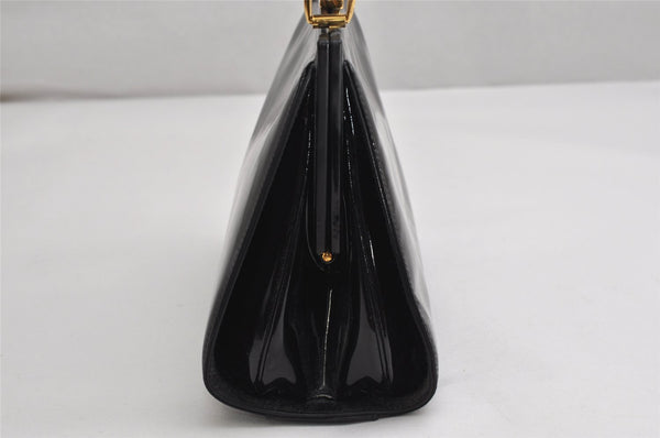 Authentic GUCCI Vintage Shoulder Hand Bag Purse Enamel Black 1621K