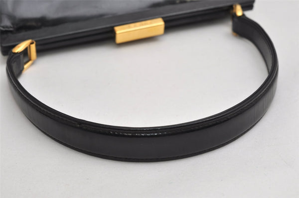 Authentic GUCCI Vintage Shoulder Hand Bag Purse Enamel Black 1621K