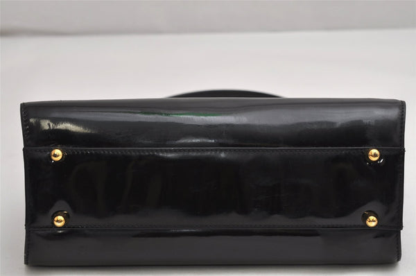 Authentic GUCCI Vintage Shoulder Hand Bag Purse Enamel Black 1621K