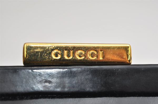 Authentic GUCCI Vintage Shoulder Hand Bag Purse Enamel Black 1621K