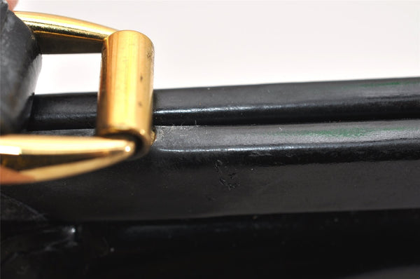Authentic GUCCI Vintage Shoulder Hand Bag Purse Enamel Black 1621K