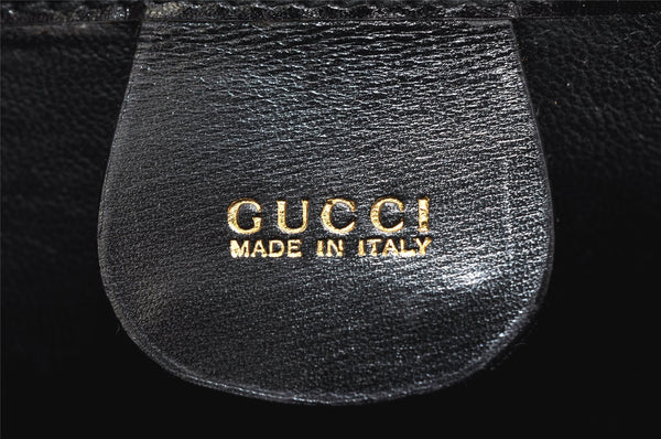 Authentic GUCCI Vintage Shoulder Hand Bag Purse Enamel Black 1621K