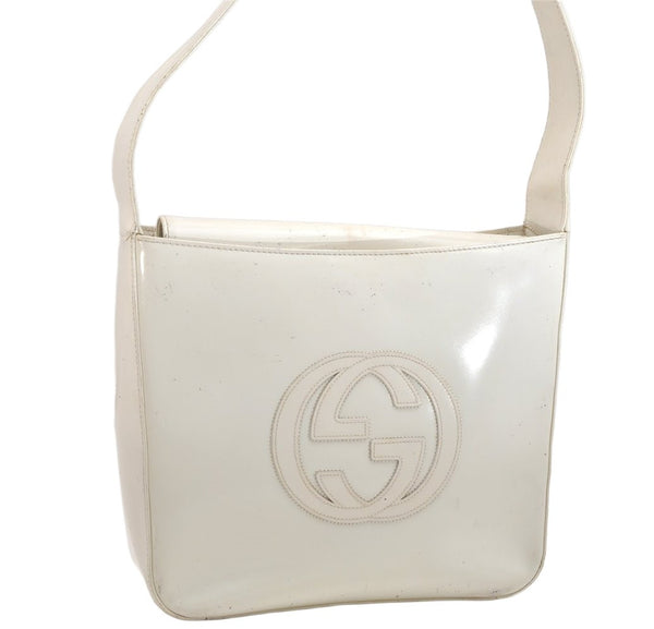 Authentic GUCCI Vintage Shoulder Bag Purse Enamel White Junk 1622K