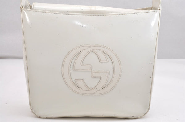 Authentic GUCCI Vintage Shoulder Bag Purse Enamel White Junk 1622K