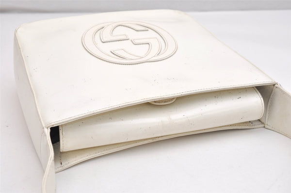 Authentic GUCCI Vintage Shoulder Bag Purse Enamel White Junk 1622K