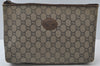 Auth GUCCI Vintage GG Plus Clutch Hand Bag Purse GG PVC Leather Brown Junk 1624J