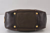 Authentic PRADA Vintage Canvas Leather Shoulder Hand Bag Purse Brown 1625K