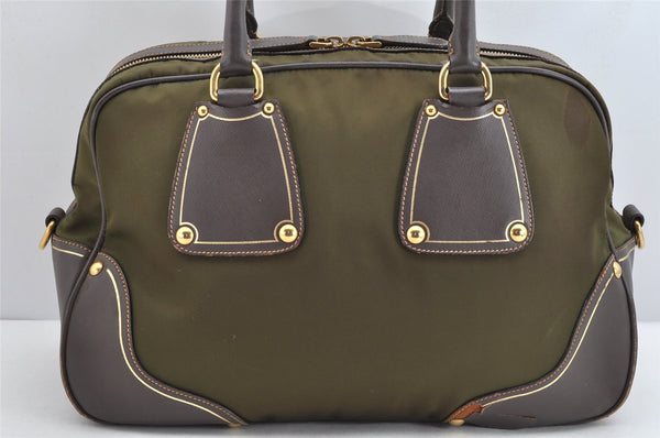 Authentic PRADA Nylon Leather 2Way Hand Bag Khaki Green 1626K