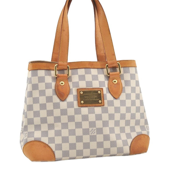 Authentic Louis Vuitton Damier Azur Hampstead PM N51207 Shoulder Tote Bag 1627J