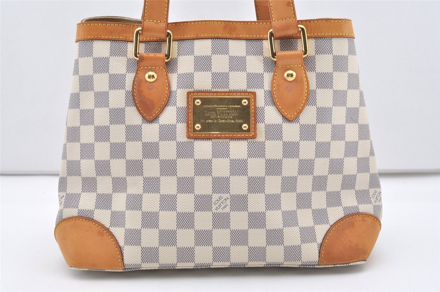 Authentic Louis Vuitton Damier Azur Hampstead PM N51207 Shoulder Tote Bag 1627J