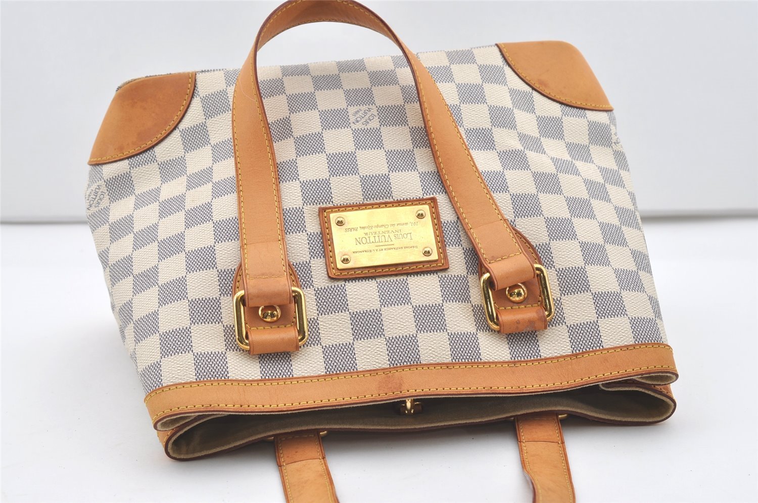 Authentic Louis Vuitton Damier Azur Hampstead PM N51207 Shoulder Tote Bag 1627J