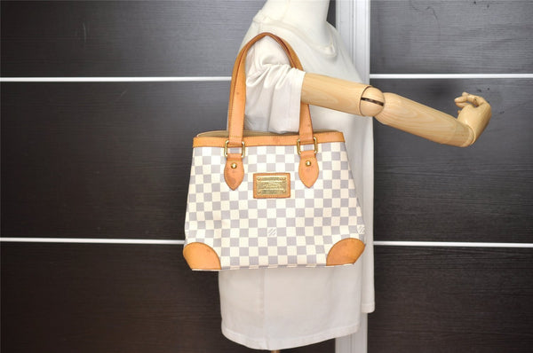 Authentic Louis Vuitton Damier Azur Hampstead PM N51207 Shoulder Tote Bag 1627J