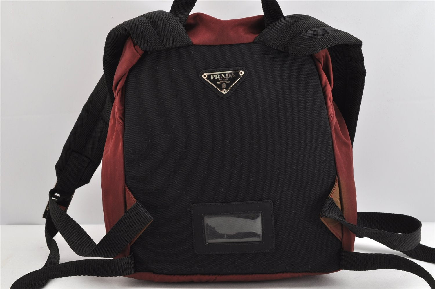 Authentic PRADA Nylon Drawstring Backpack V152 Bordeaux Red 1627K