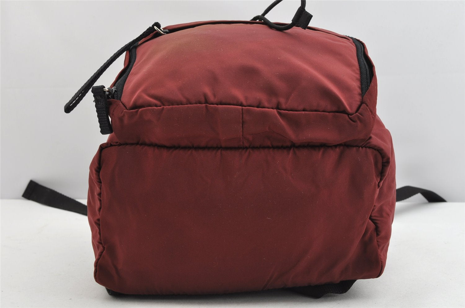 Authentic PRADA Nylon Drawstring Backpack V152 Bordeaux Red 1627K