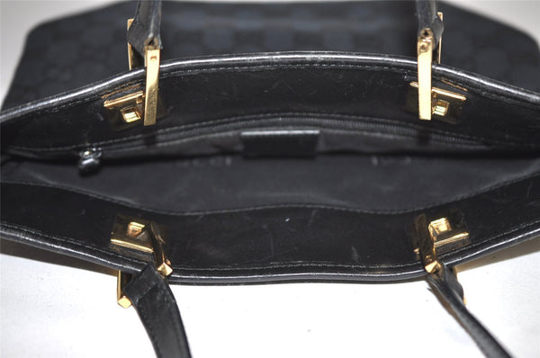 Authentic GUCCI Vintage Shoulder Tote Bag GG Canvas Leather 0021099 Black 1629I