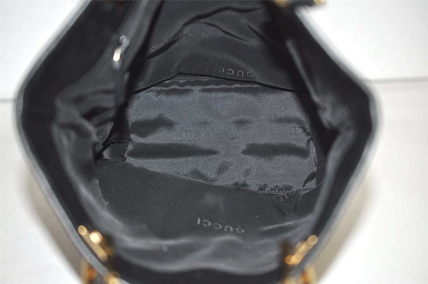 Authentic GUCCI Vintage Shoulder Tote Bag GG Canvas Leather 0021099 Black 1629I