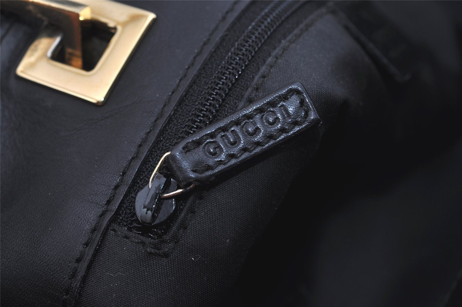 Authentic GUCCI Vintage Shoulder Tote Bag GG Canvas Leather 0021099 Black 1629I